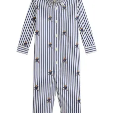 Комбинезон в полоску с принтом медведя