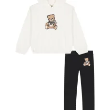 Girls Ivory & Black Teddy Bear Leggings Set Girls Ivory & Black Teddy Bear Leggings Set