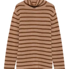 Полосатый топ с высоким воротником