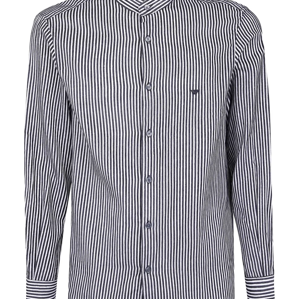 Полосатая рубашка с воротником-стойкой Полосатая рубашка с воротником-стойкой