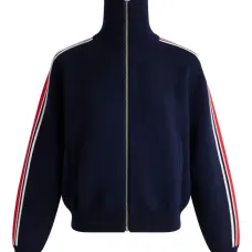 Кардиган на молнии с отделкой в полоску Кардиган на молнии с отделкой в полоску