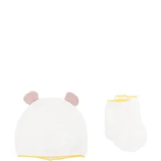 Комплект из шапки бини и пинеток с ушками