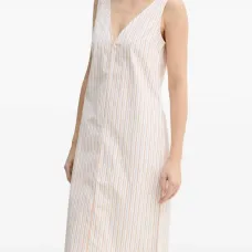 Платье мини в полоску с V-образным вырезом Платье мини в полоску с V-образным вырезом