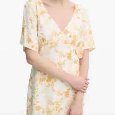 Платье мини с V-образным вырезом и цветочным принтом Платье мини с V-образным вырезом и цветочным принтом