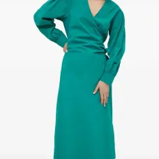 Платье миди с V-образным вырезом