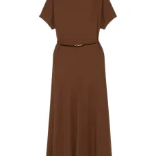 Платье миди с короткими рукавами и поясом