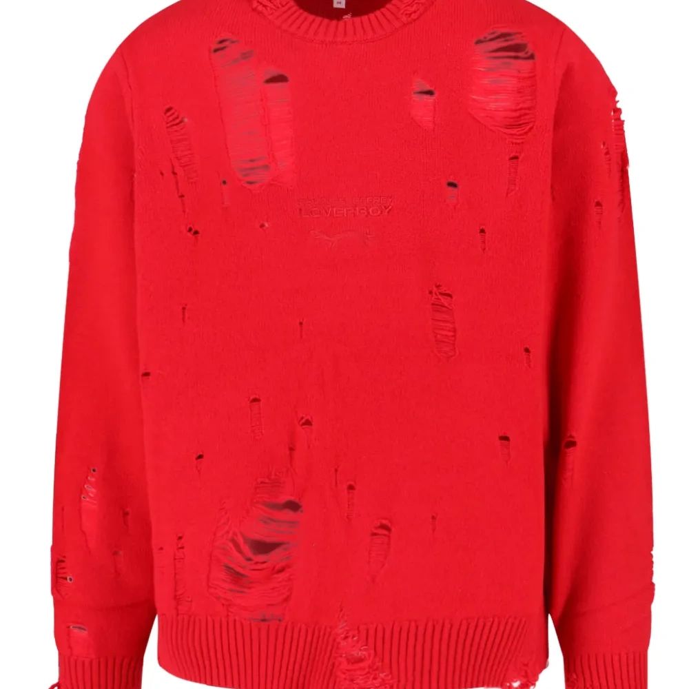 Свитер с эффектом потертости