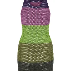 Полосатое платье в технике кроше