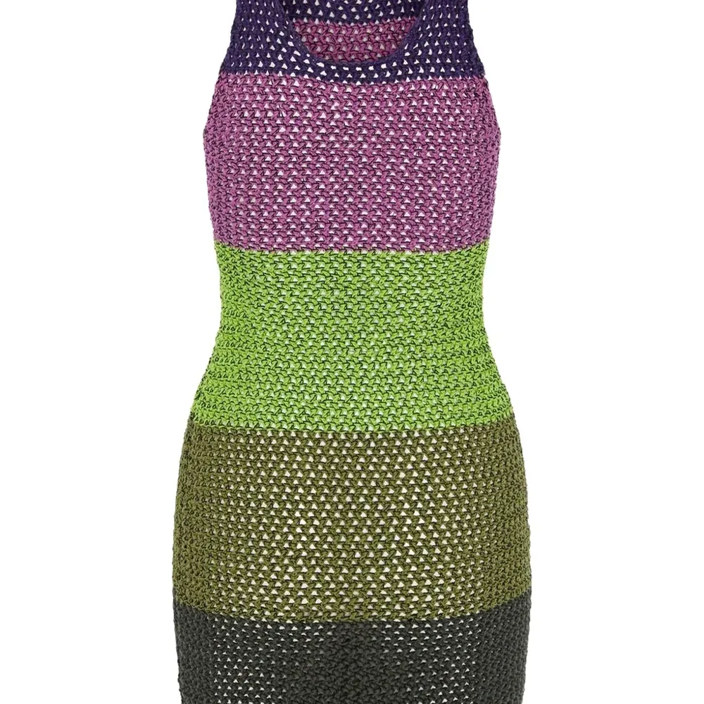 Полосатое платье в технике кроше