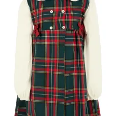 Клетчатое платье с манишкой