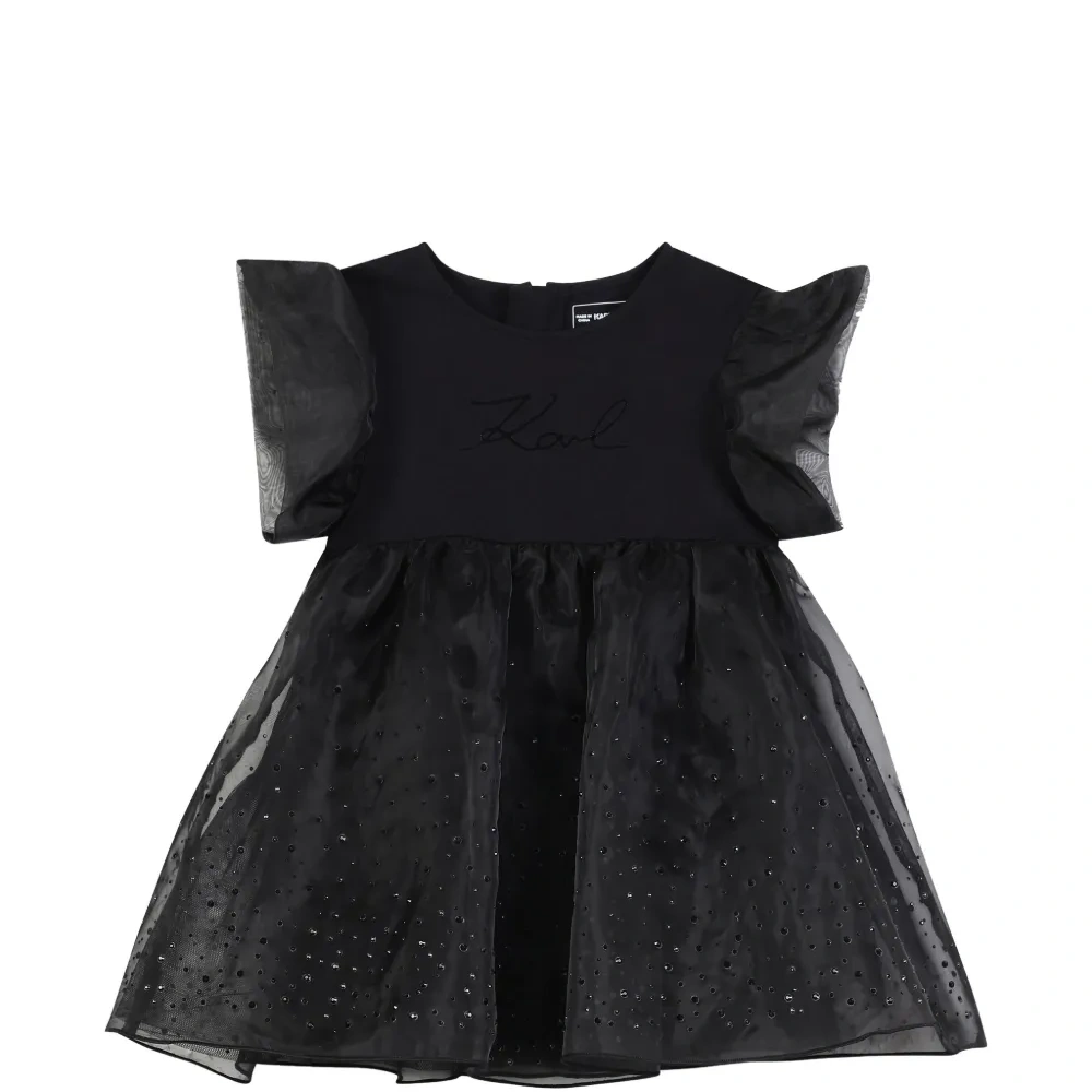 Платье с круглым вырезом и пышными рукавами