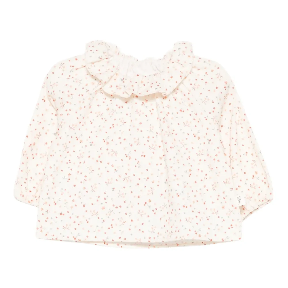 Блузка с оборками и цветочным принтом