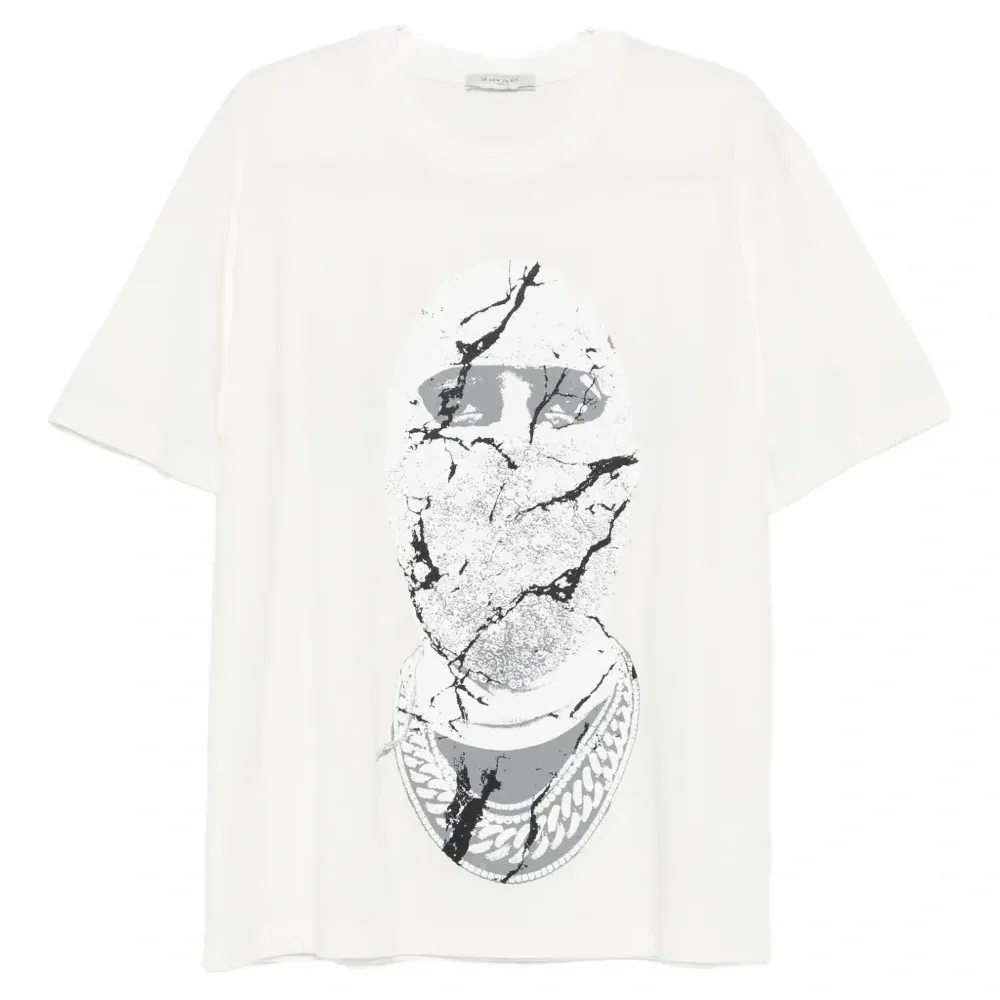 Футболка с принтом в виде растрескавшегося лица
