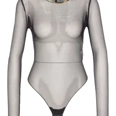 Сетчатое боди с длинными рукавами