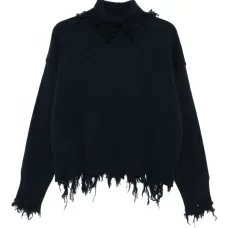 Свитер STELLA с высоким воротником и бахромой