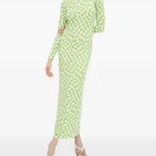 Клетчатое миди-платье с открытой спиной