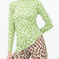 Клетчатый топ с длинными рукавами