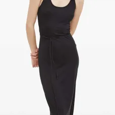 Миди-платье с открытой спиной и поясом на талии Миди-платье с открытой спиной и поясом на талии