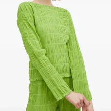 Плиссированный топ с длинными рукавами