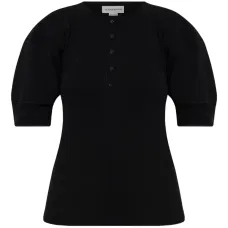 Топ в рубчик с объемными рукавами