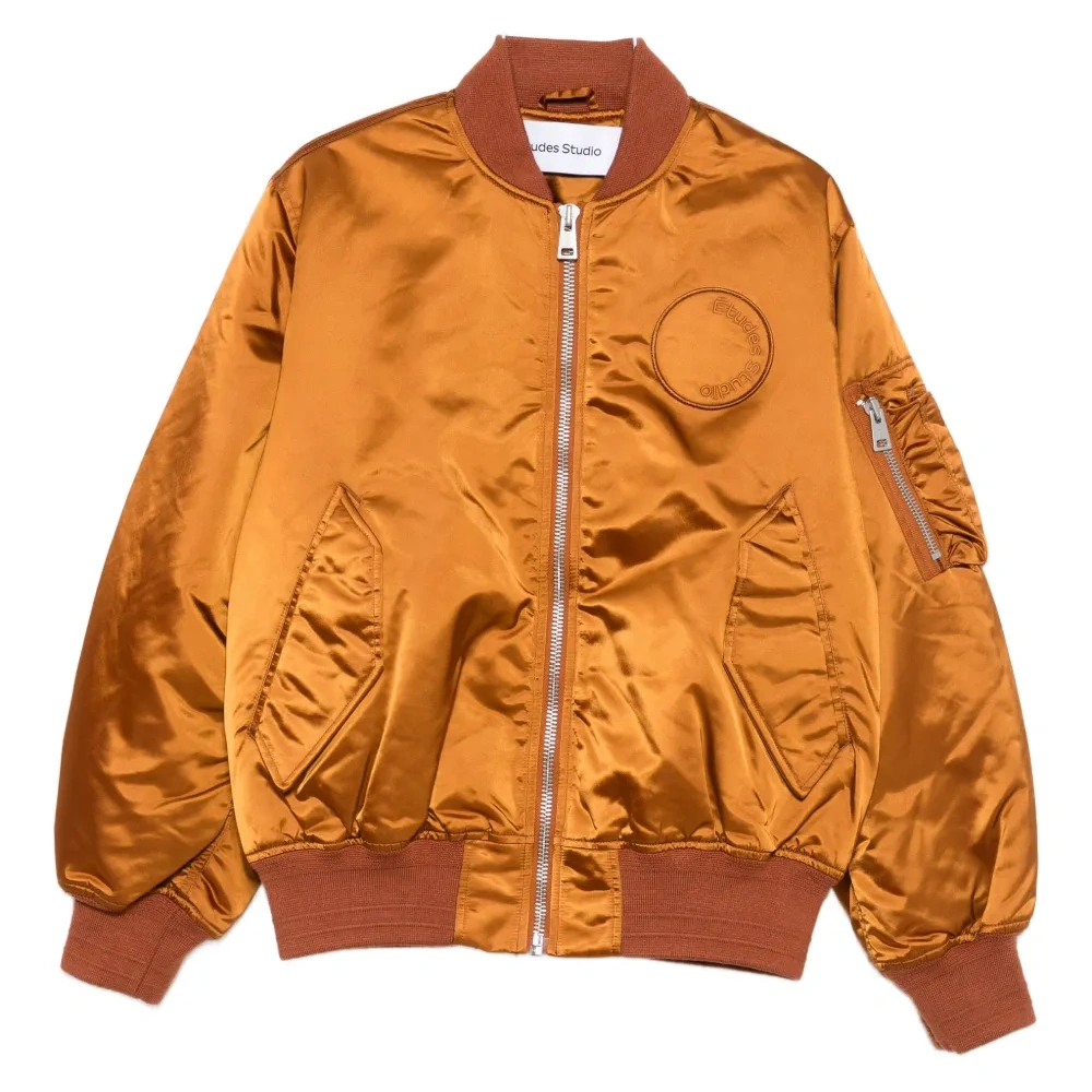 Атласная бомбёрная куртка с вышитым логотипом