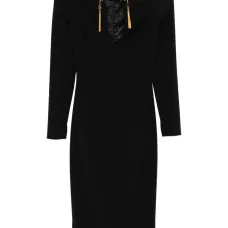 Платье с длинными рукавами и кисточками