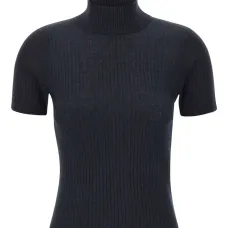 Топ в рубчик с высоким воротником