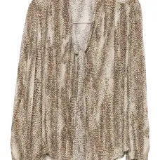 Блузка с принтом под животное и воротником на завязках