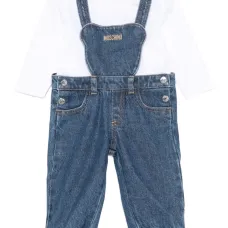 Джинсовый комбинезон с вышитым логотипом