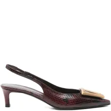 Мюли с ремешком на пятке и тиснением под кожу змеи