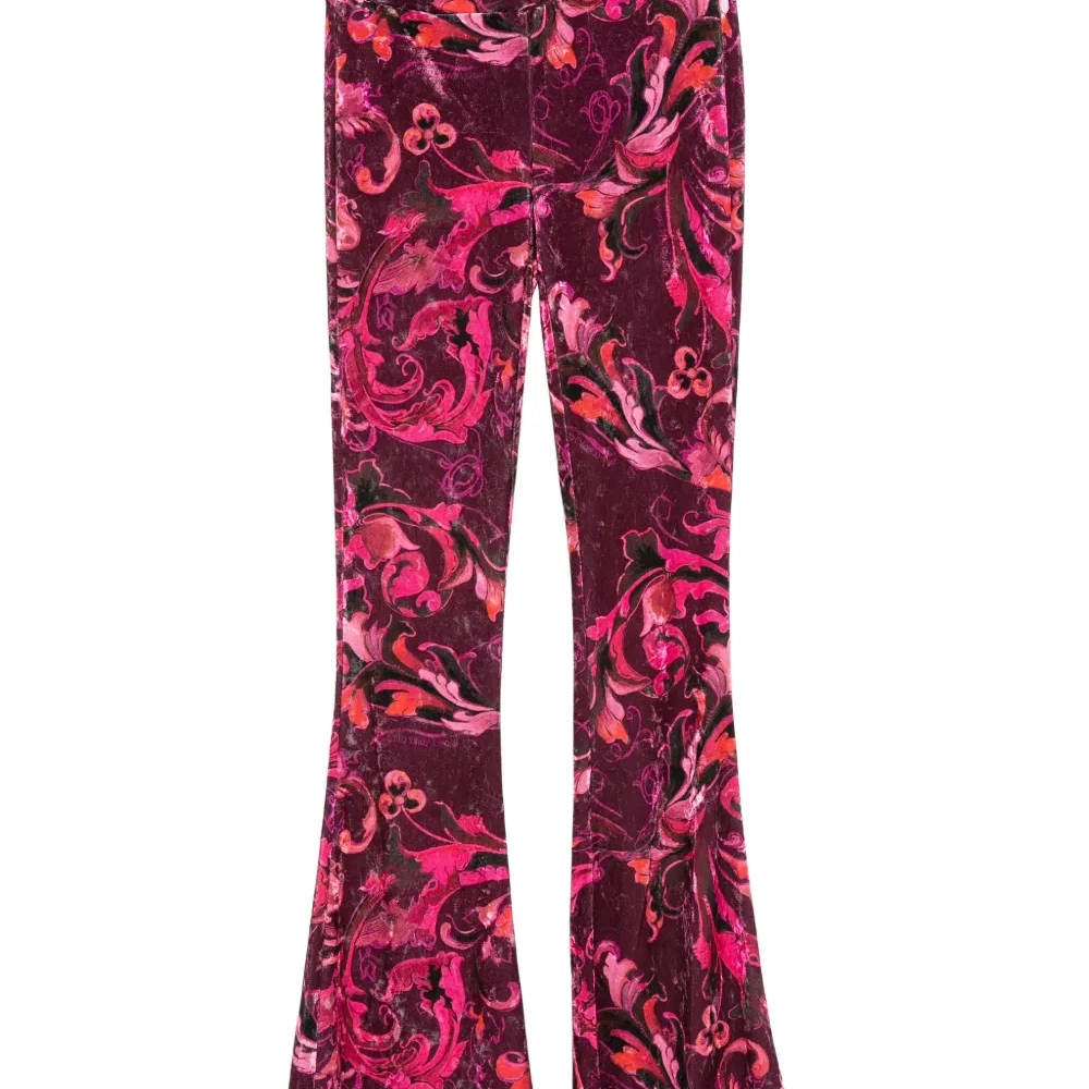 Вельветовые брюки с цветочным принтом