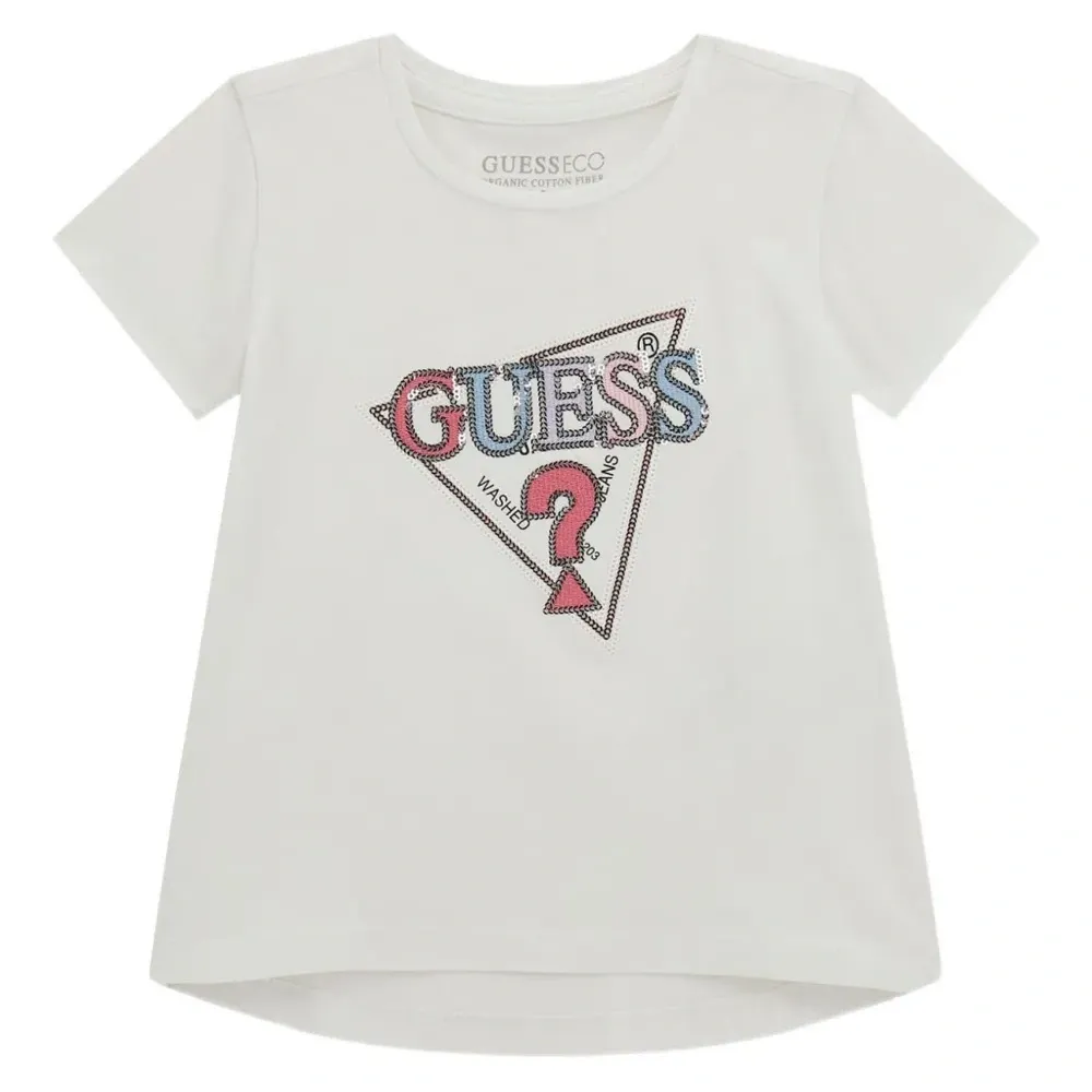 Футболка с пайетками и логотипом