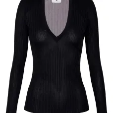 Свитер в рубчик с V-образным вырезом