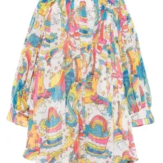 Плиссированное платье с принтом