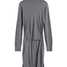 Платье миди с высоким воротником и поясом