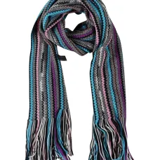 Шарф с бахромой и узором «ёлочка»