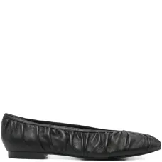 Плиссированные кожаные балетки