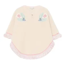 Пончо с вышивкой и бахромой