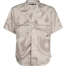 Рубашка с клапанными карманами и принтом-завитком