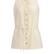 Блузка с завязками на воротнике и пуговицами