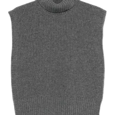 Шерстяной свитер без рукавов с высоким воротником