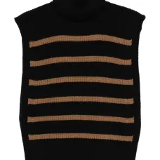 Полосатый свитер без рукавов с высоким воротником