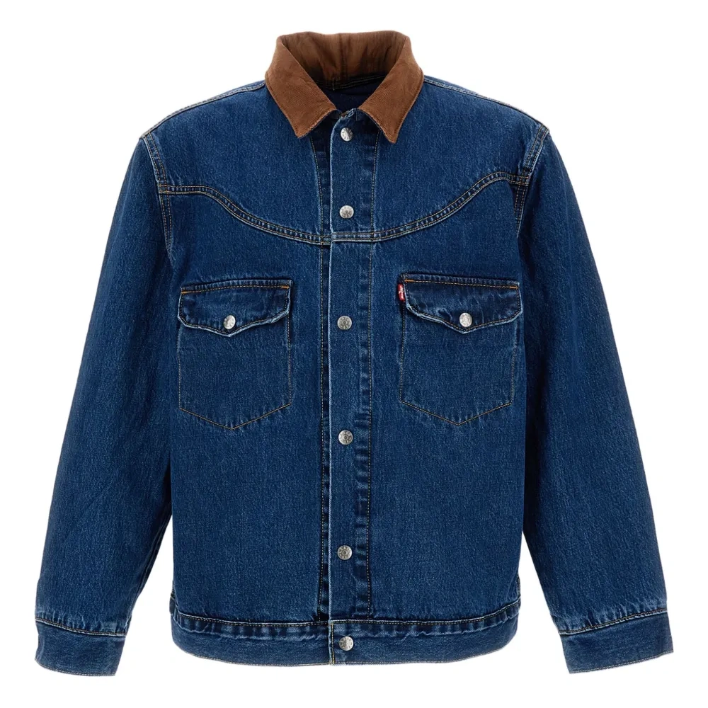 Джинсовая куртка с вельветовым воротником