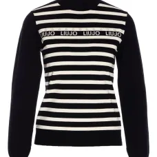 Свитер с искусственным жемчугом и полосками