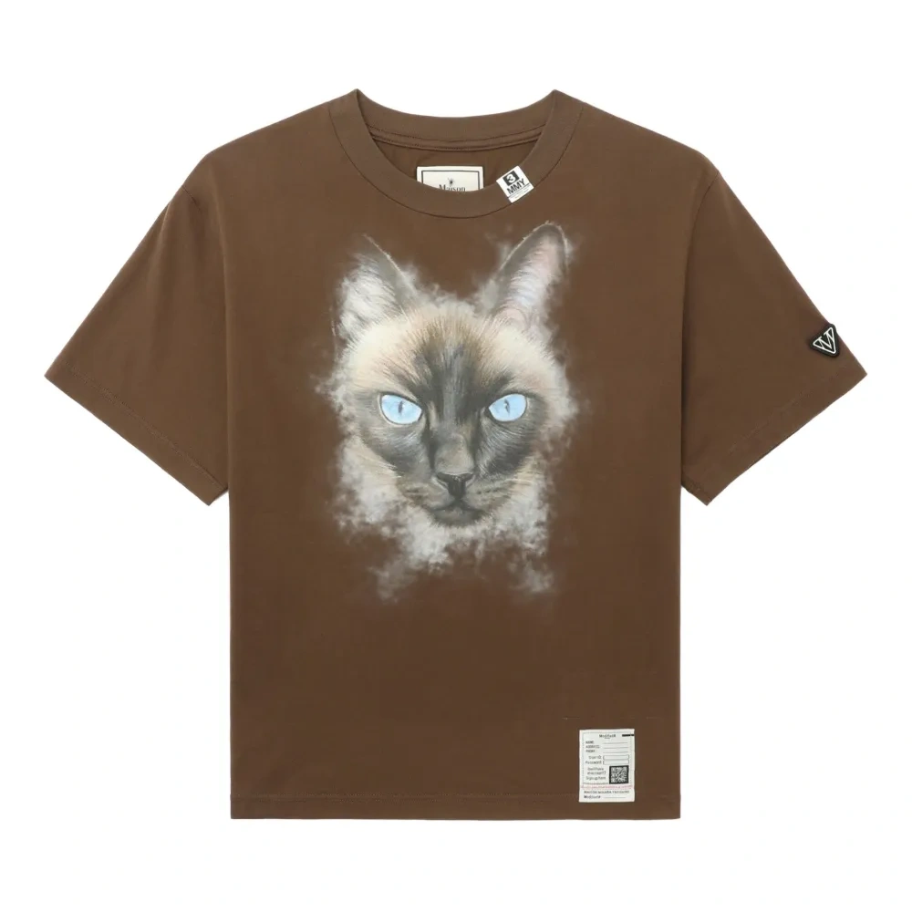 Cat-print cotton T-shirt
