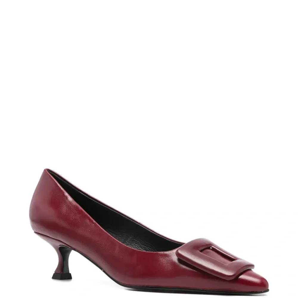 Кожаные туфли-лодочки на каблуке 45 мм