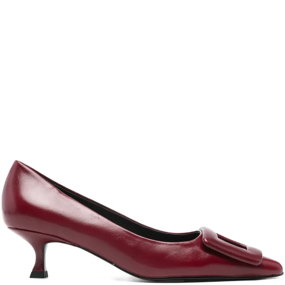 Кожаные туфли-лодочки на каблуке 45 мм