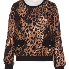 Декорированный свитер с леопардовым принтом Декорированный свитер с леопардовым принтом