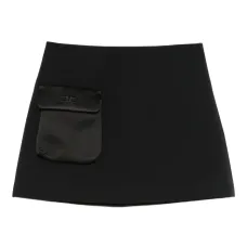 Юбка мини с атласными карманами