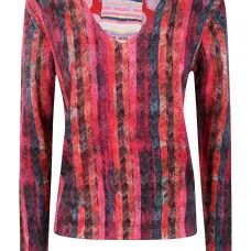 Рифлёный свитер с полосатым принтом